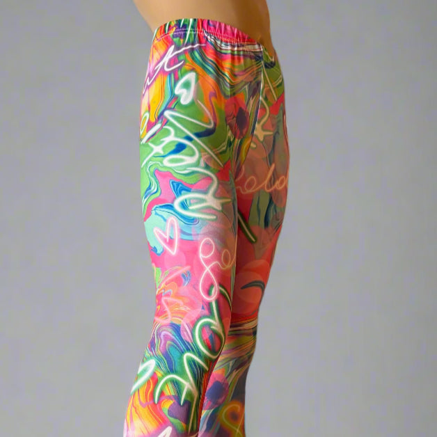Neon retro design full length leggings