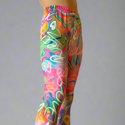 Neon retro design full length leggings