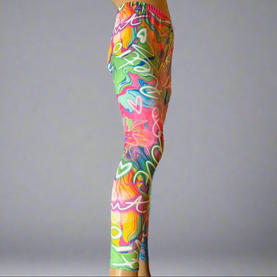Neon retro design full length leggings