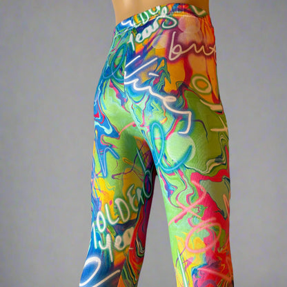 Neon retro design full length leggings