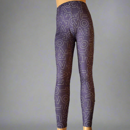 Purple love design full length leggings