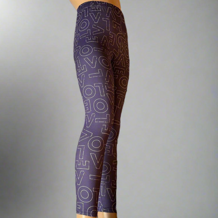 Purple love design full length leggings