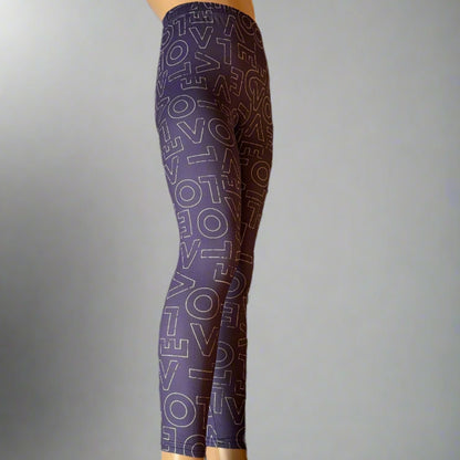 Purple love design full length leggings