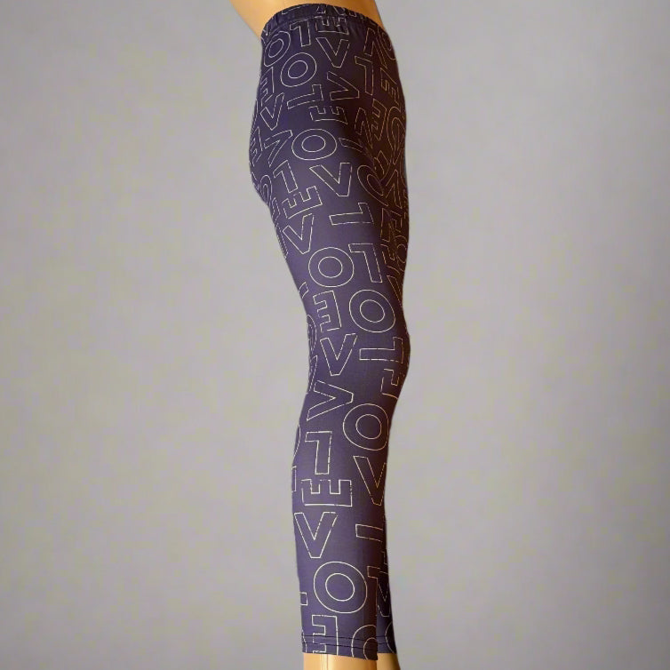 Purple love design full length leggings