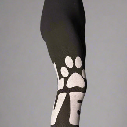 Black paw love design full length stretch leggings