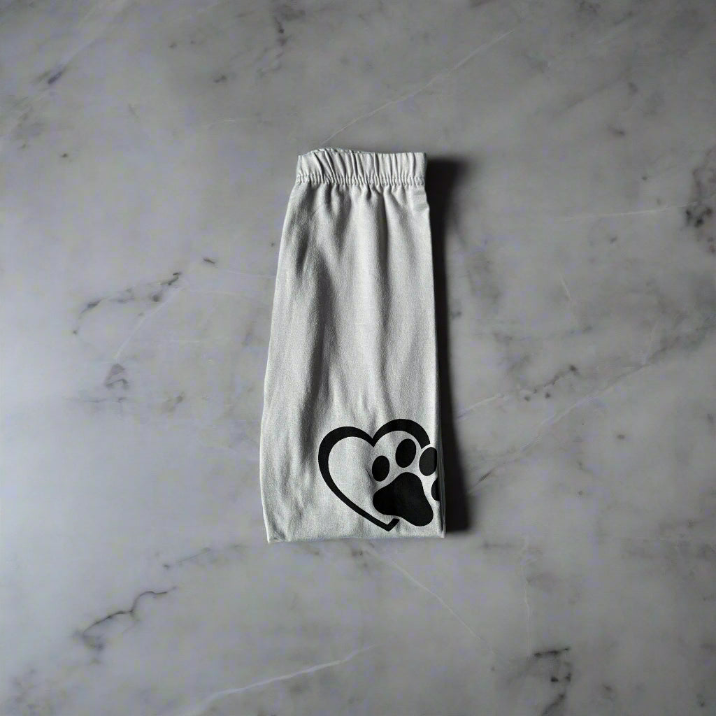 Grey paws and hearts design full length stretch leggings
