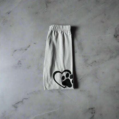 Grey paws and hearts design full length stretch leggings