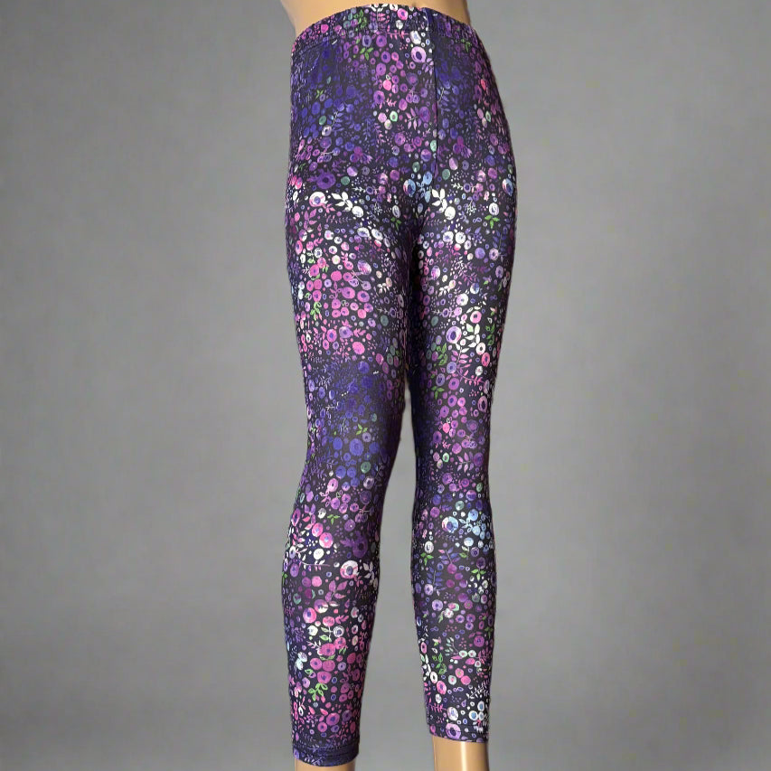 Blueberry design full length stretch leggings