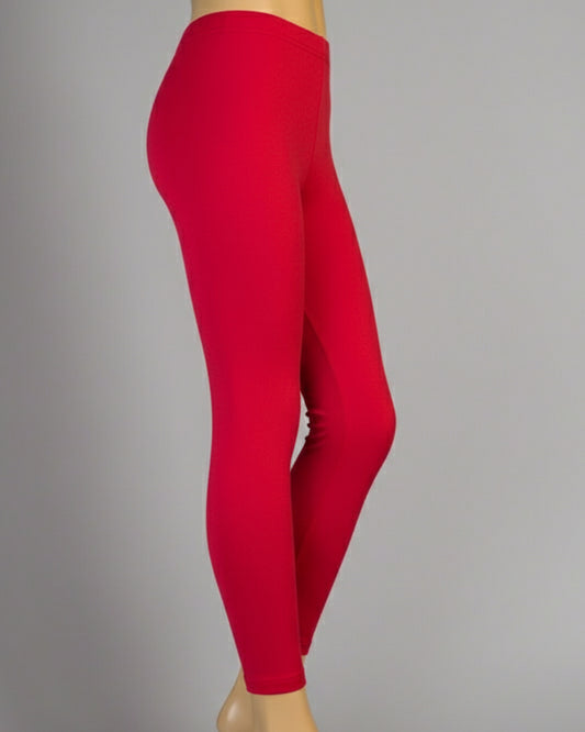 Lightweight red full length stretch leggings