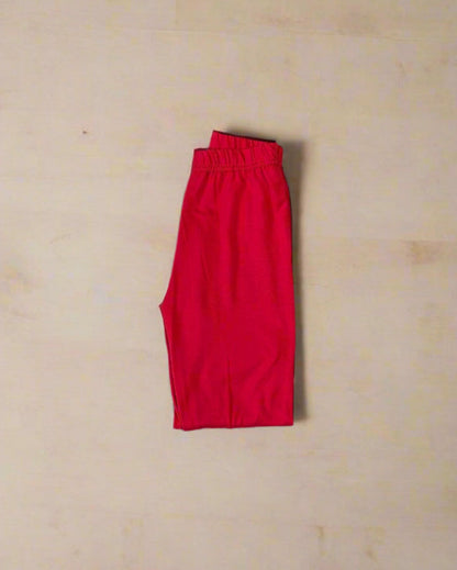 Lightweight red full length stretch leggings