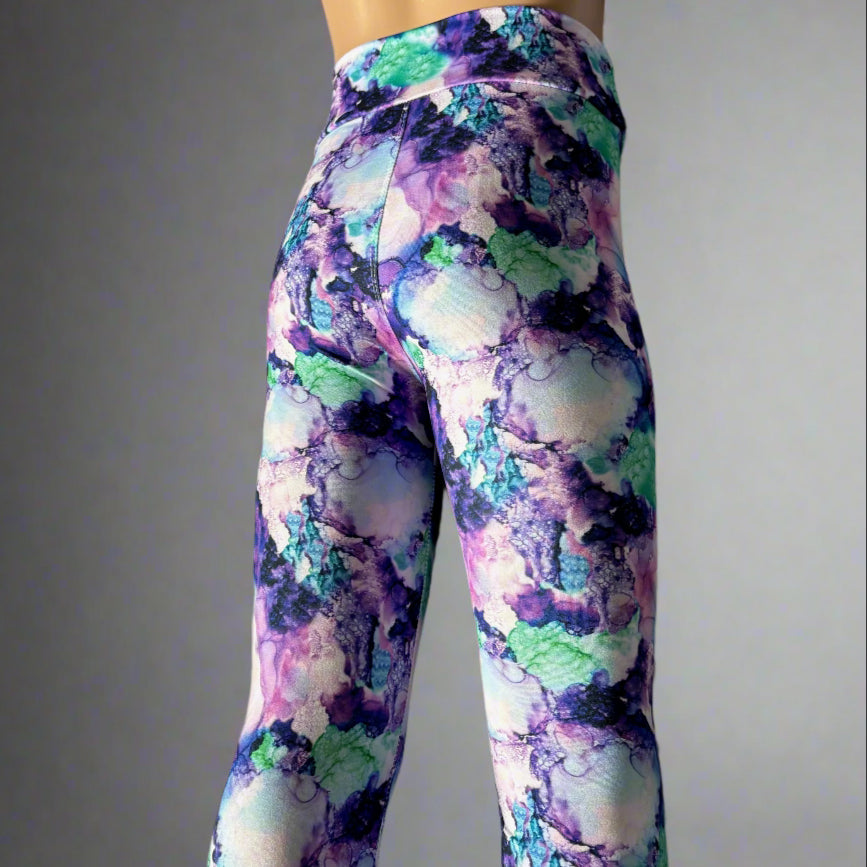 Purple splash design full length stretch leggings