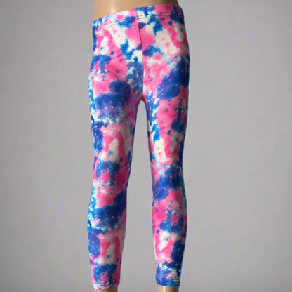 Pink, blue & white full length leggings