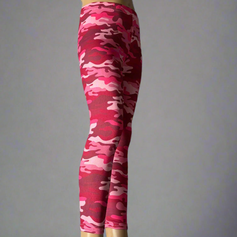 Pink camouflage design full length leggings