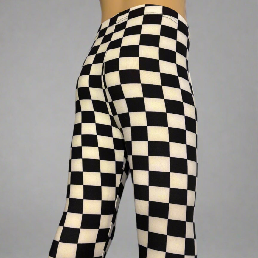 Chequered flag design full length leggings