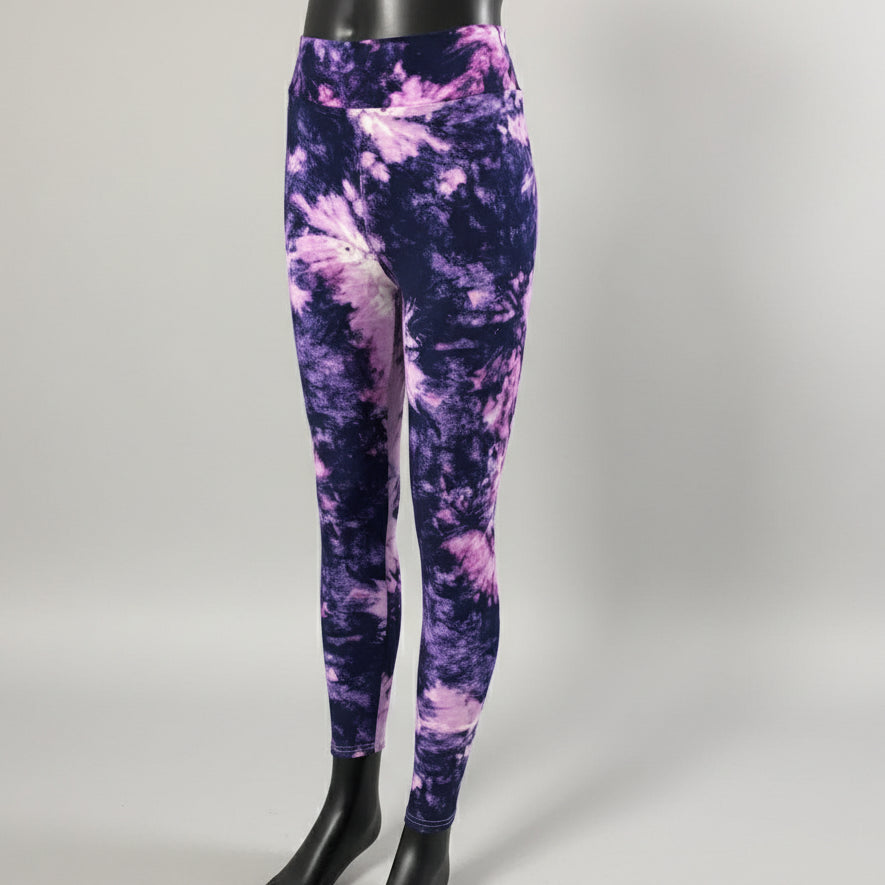 Violet burst design full length stretch leggings