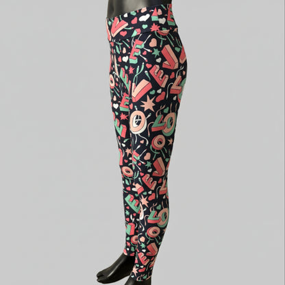 Love patterned full length stretch leggings