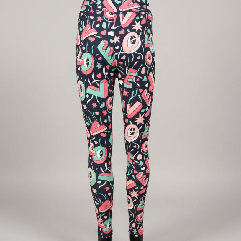 Love patterned full length stretch leggings