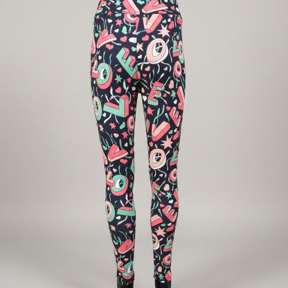 Love patterned full length stretch leggings