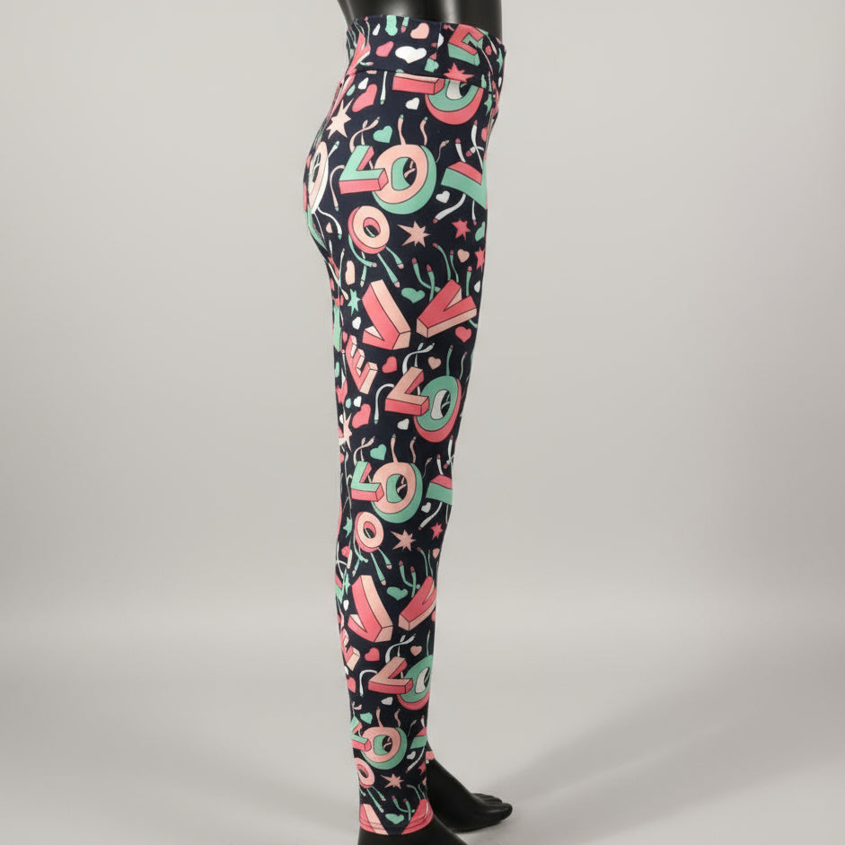 Love patterned full length stretch leggings