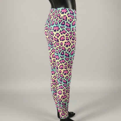 Vibrant colourful leopard print leggings, full length