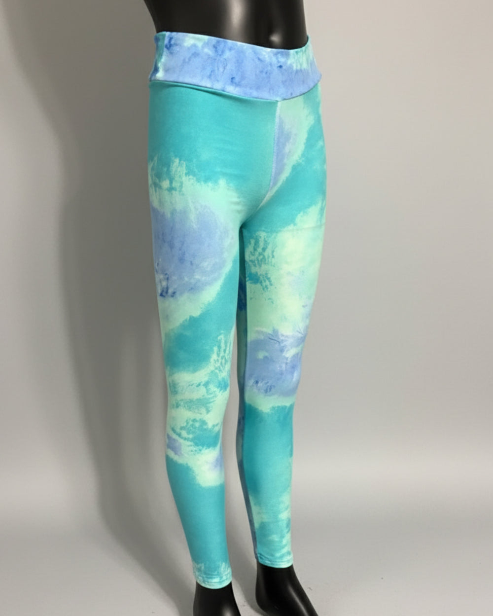 Turquoise tie-dye design soft, stretch leggings