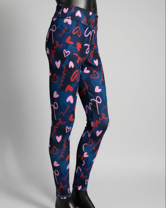 Navy heart design soft touch stretch leggings