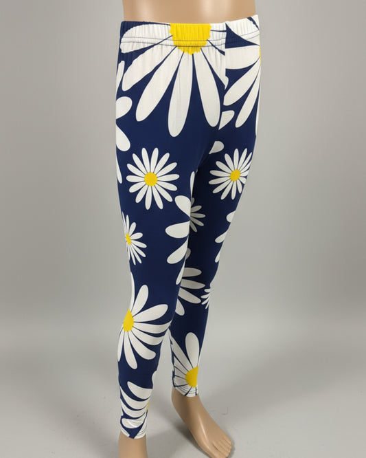 Girls blue daisy leggings