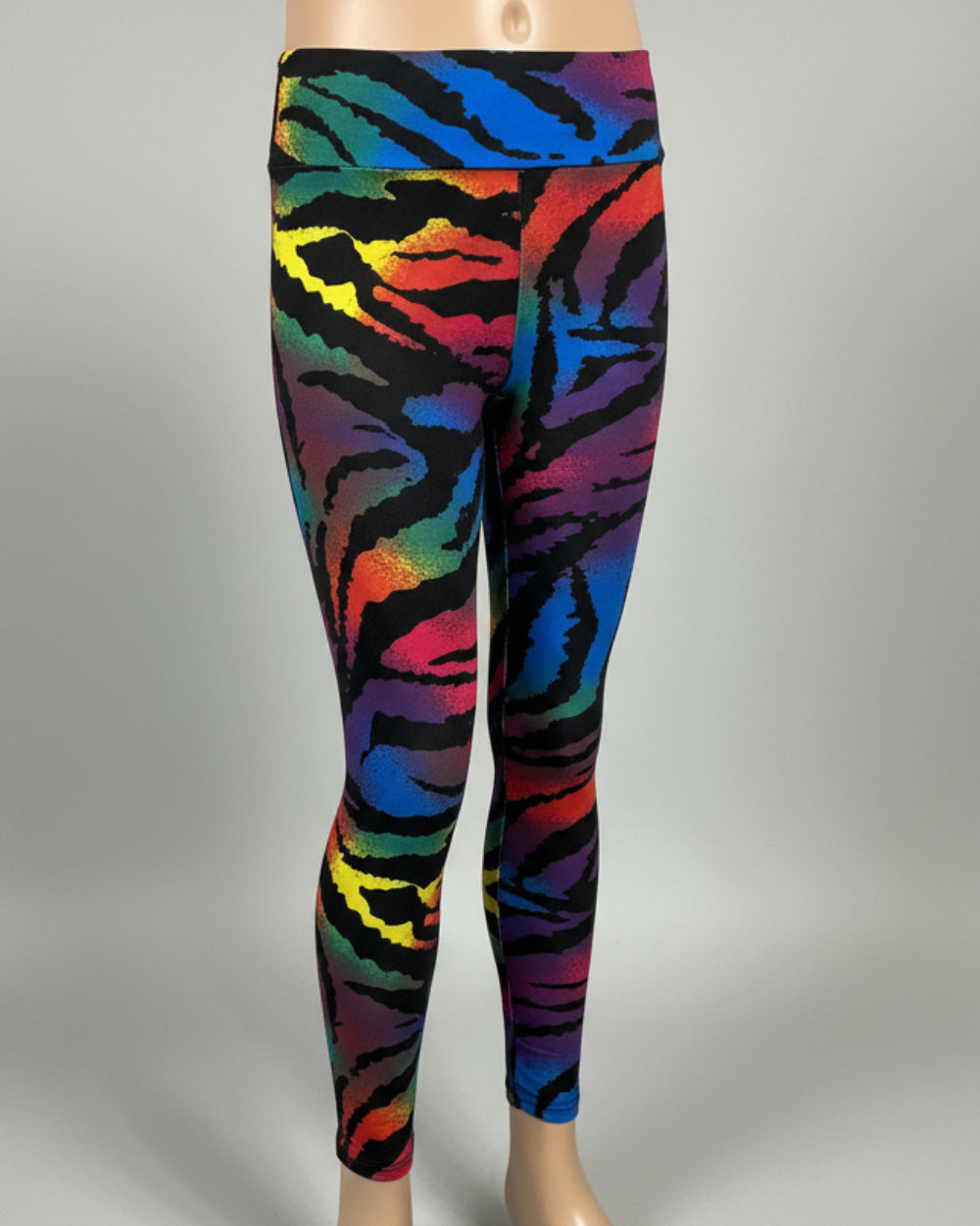 Vibrant colour zebra print leggings, full length