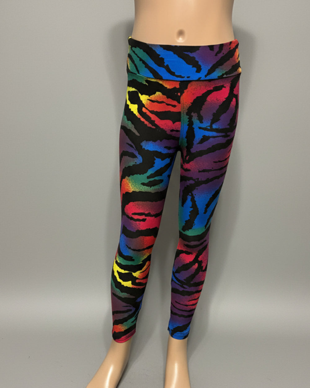 Vibrant colour zebra print leggings, full length