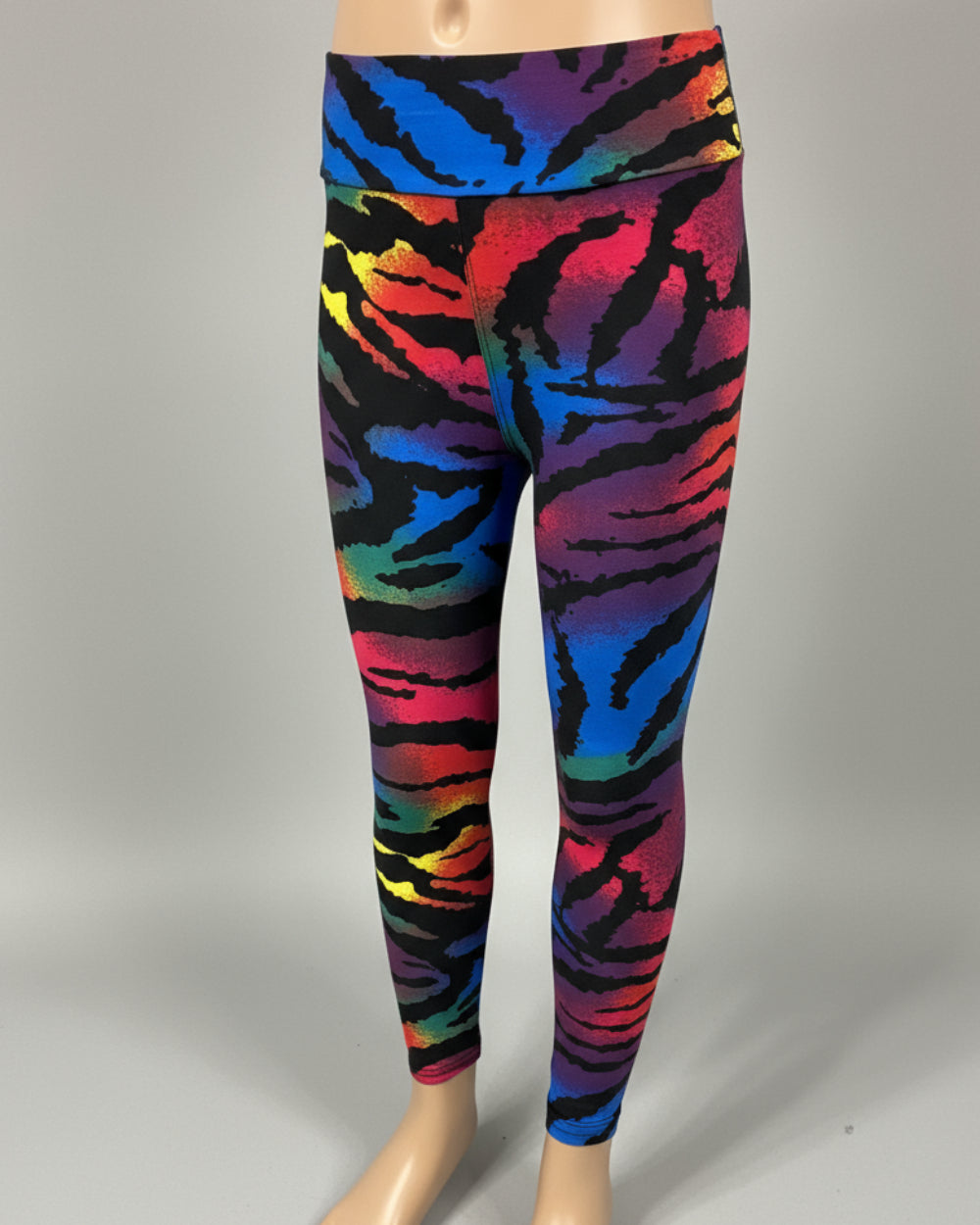 Vibrant colour zebra print leggings, full length