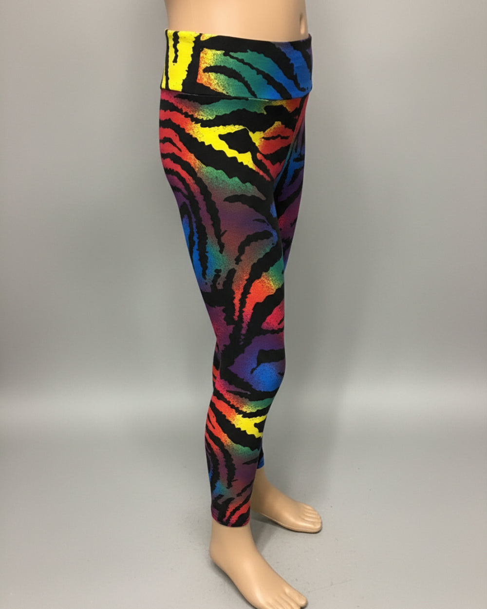 Vibrant colour zebra print leggings, full length