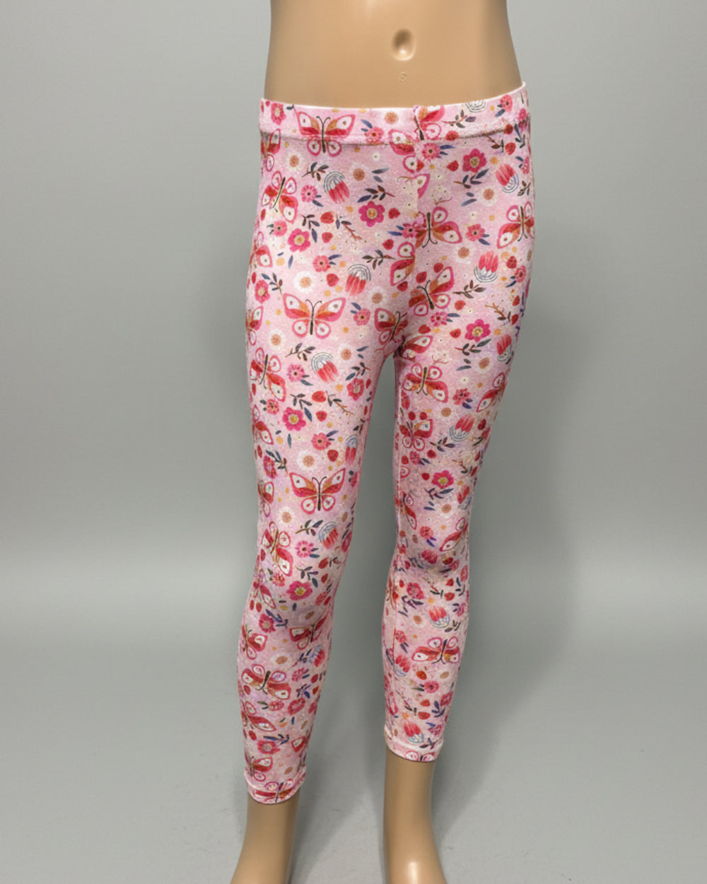 Pink butterflies & flowers design full length leggings