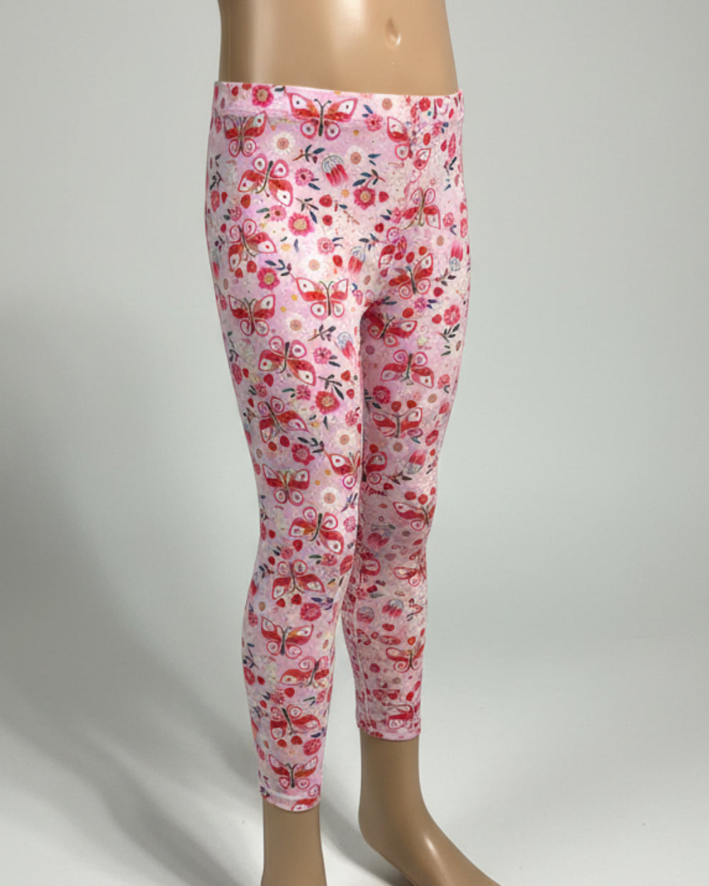 Pink butterflies & flowers design full length leggings