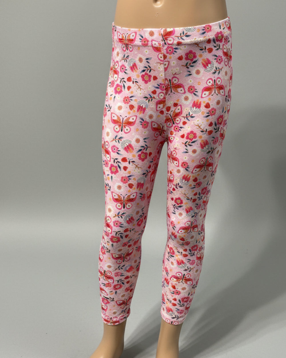 Pink butterflies & flowers design full length leggings