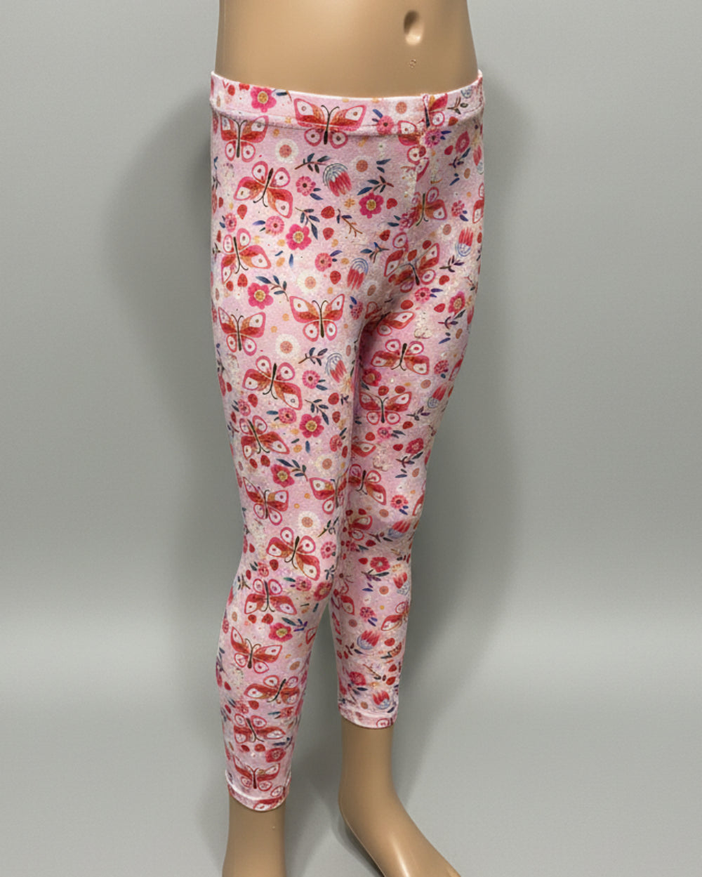 Pink butterflies & flowers design full length leggings