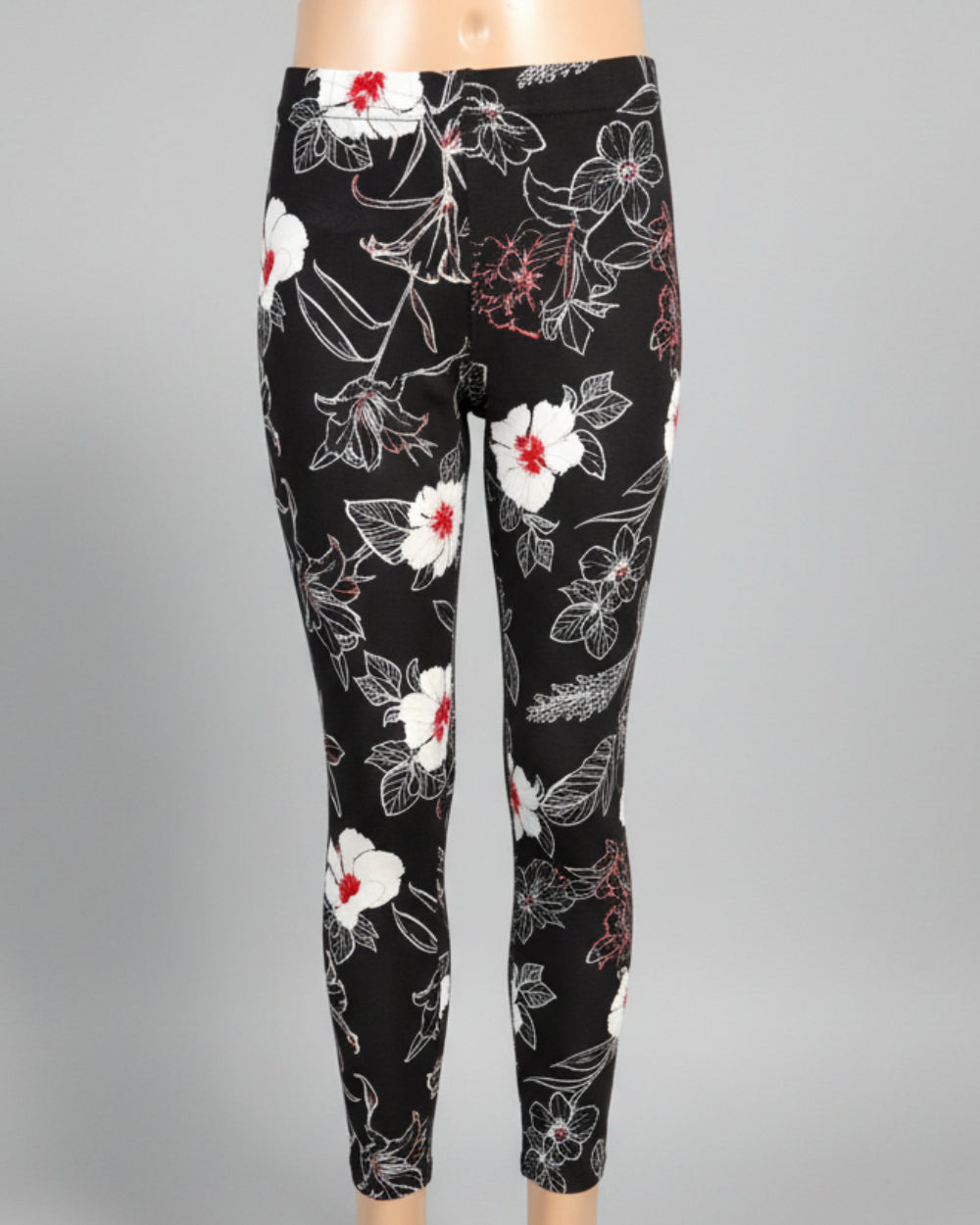 Trendy black floral full length leggings