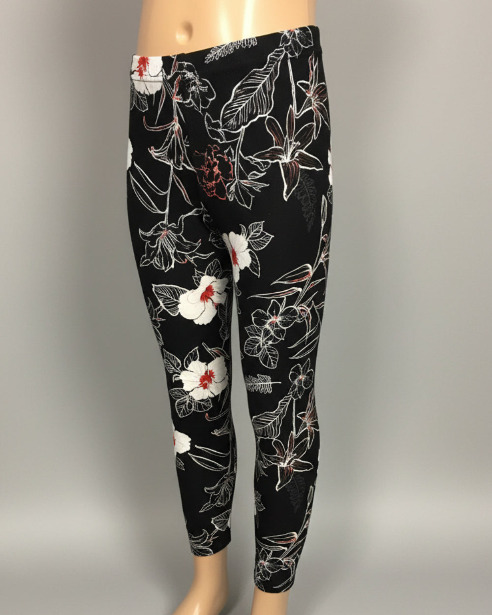 Trendy black floral full length leggings