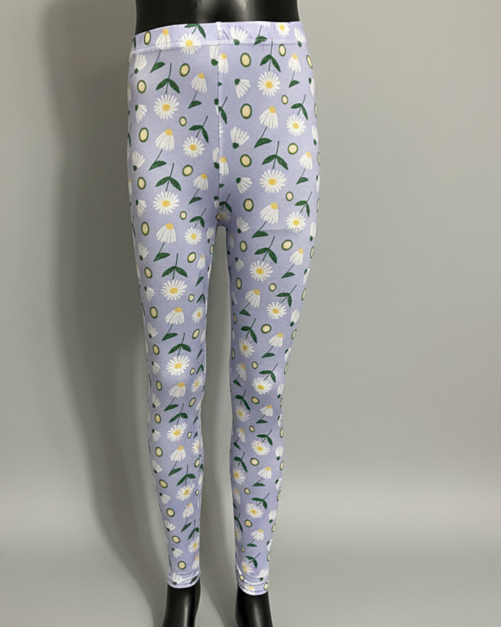 Daisy print lilac leggings, full length stretch