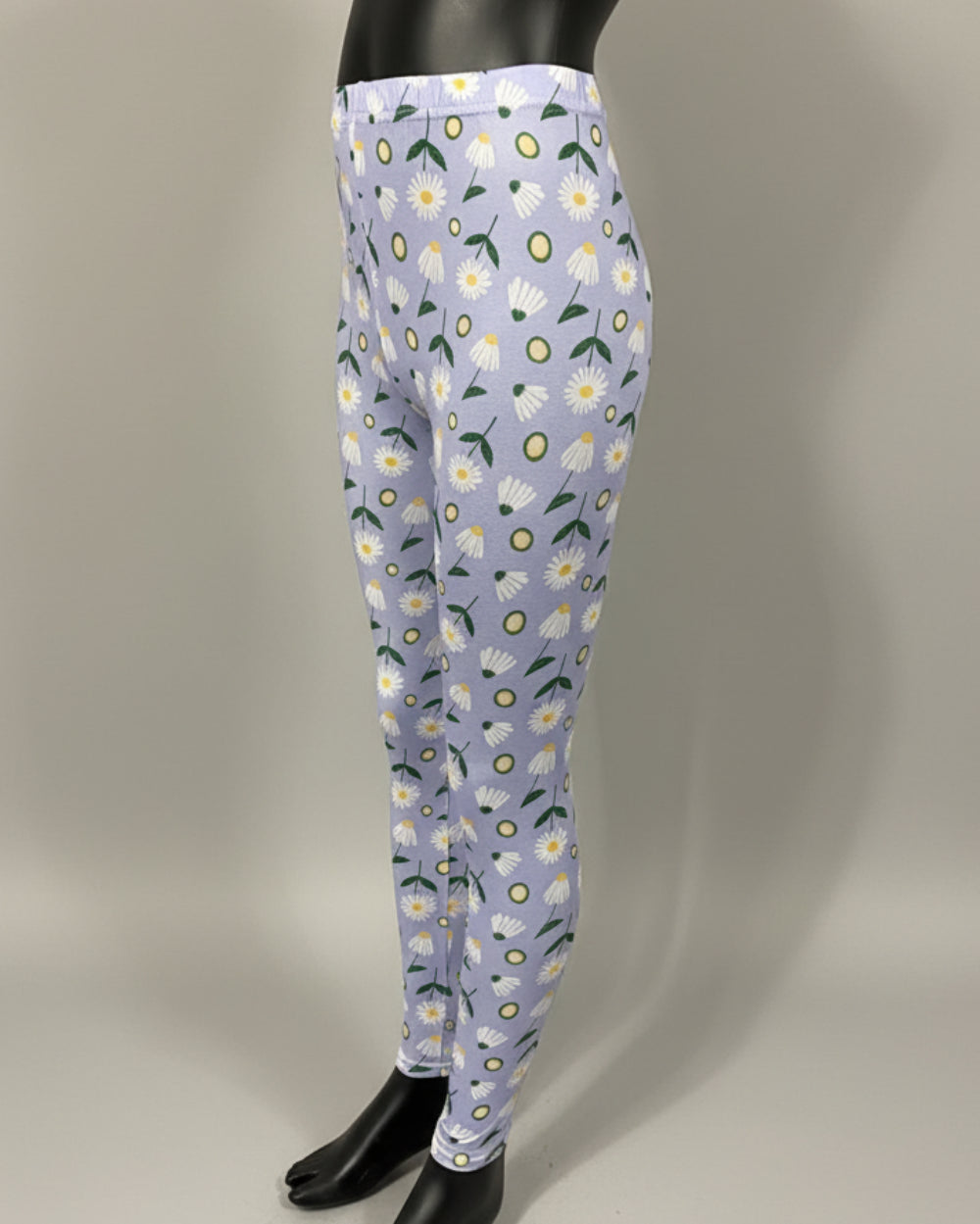 Daisy print lilac leggings, full length stretch