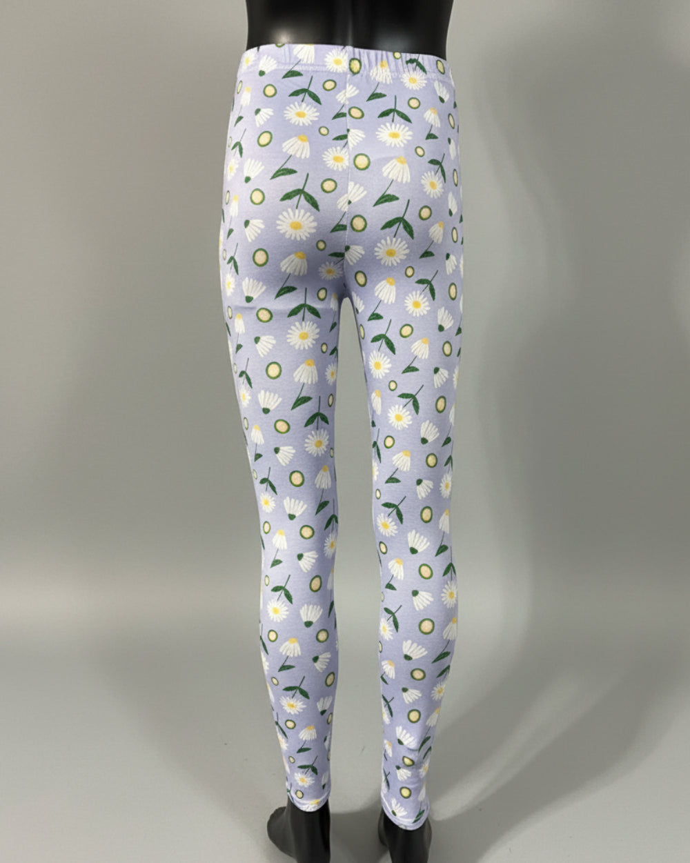 Daisy print lilac leggings, full length stretch