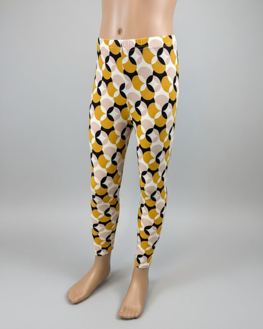 Retro circles patterned leggings, full length