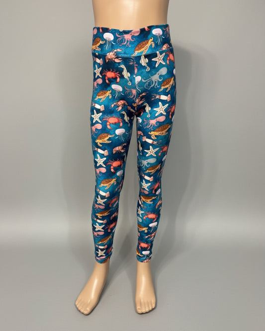 Sea creatures full length, stretch leggings