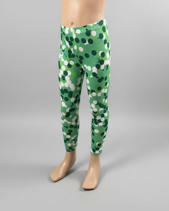 Green dot design full length leggings
