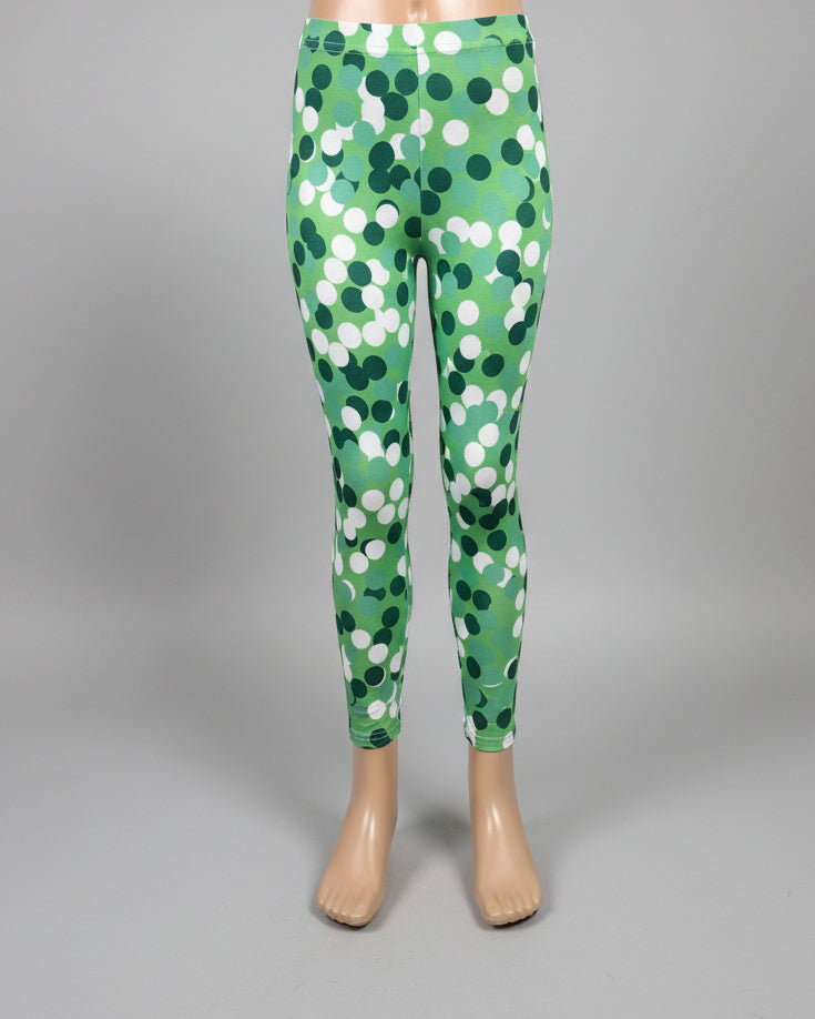 Green dot design full length leggings