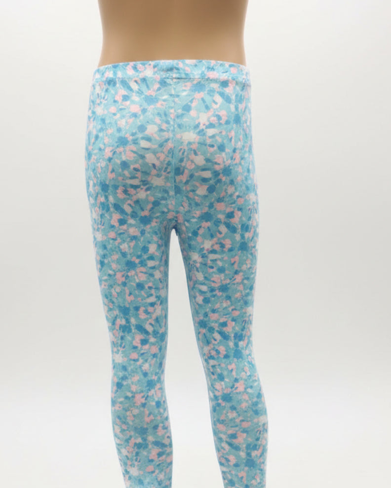 Blue & pink full length leggings