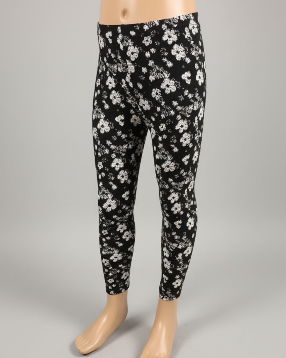 Black leggings with white flower design