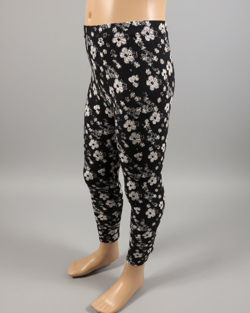 Black leggings with white flower design
