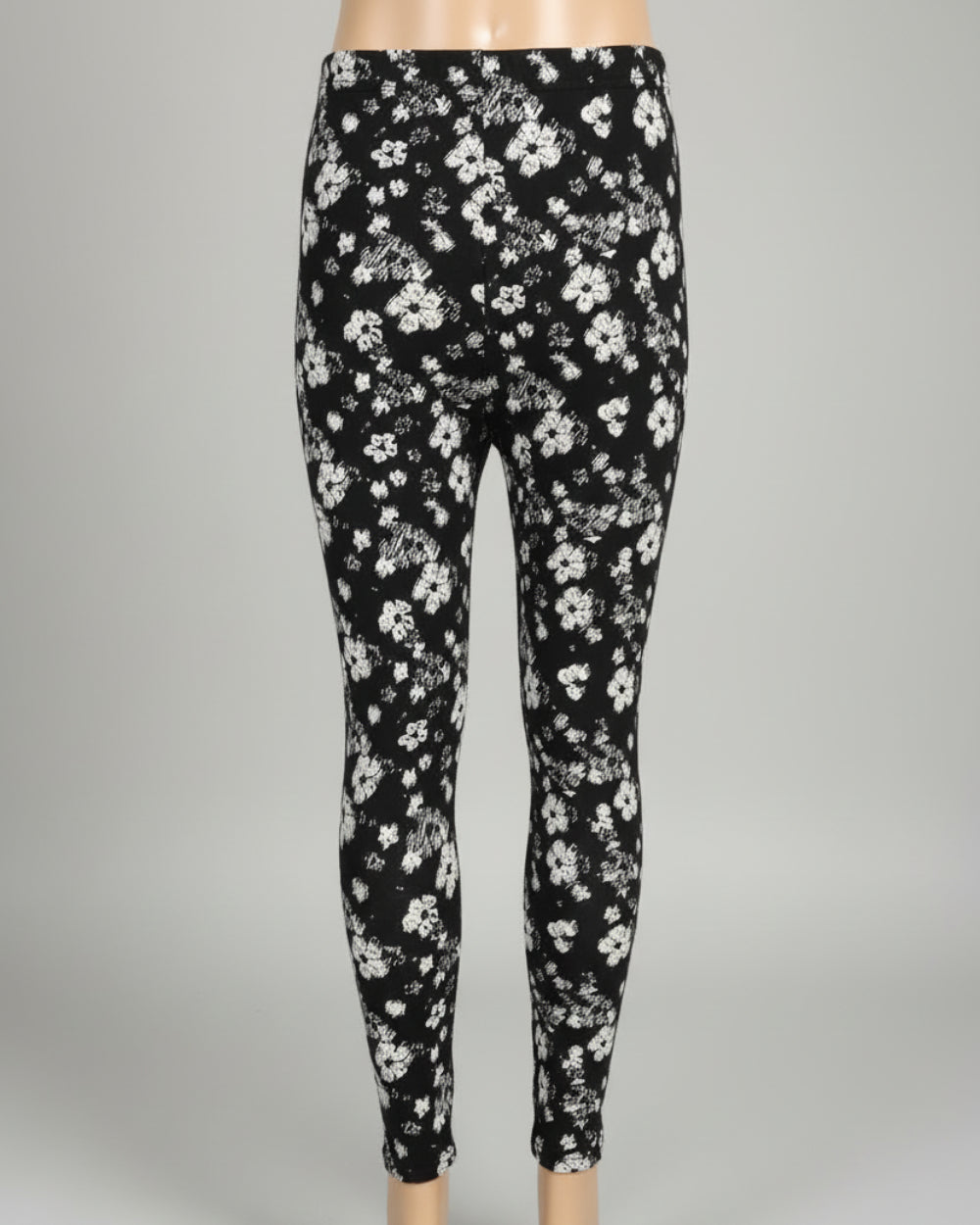 Black leggings with white flower design