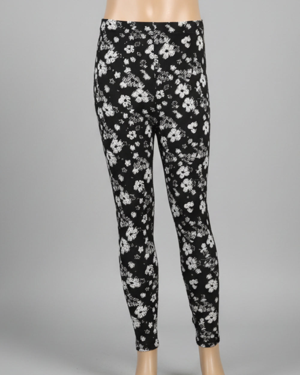 Black leggings with white flower design