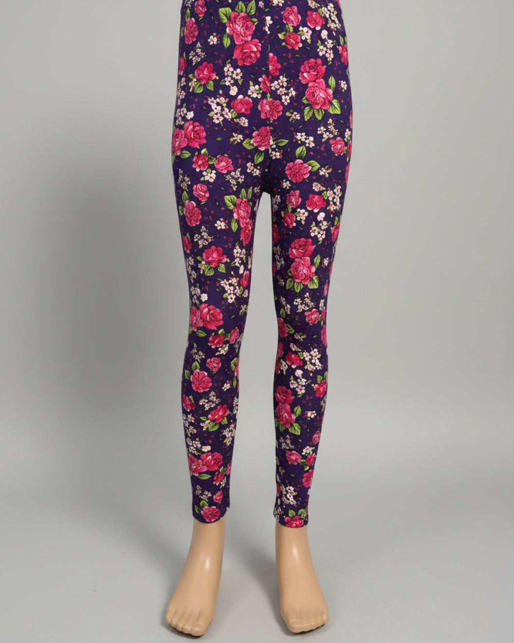 Purple floral full length leggings